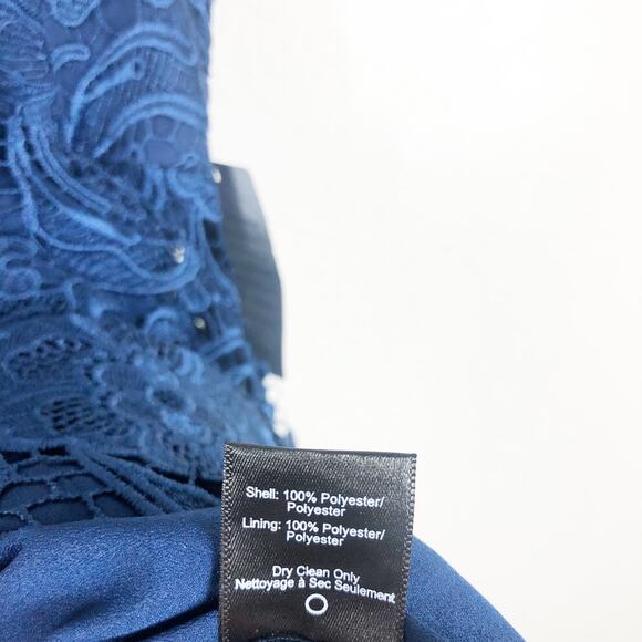 NWT Dress the Population Hayden Lace Fit & Flare Dress Size Small Navy Cocktail - Picture 6 of 13